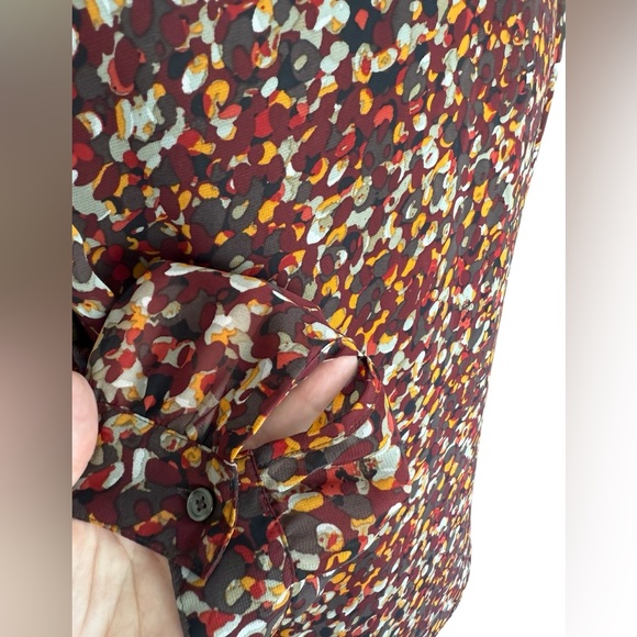 Coldwater Creek Multicolor Brown Orange Red Fall Blouse Button 3/4 Sleeve- S (8) - Picture 4 of 9